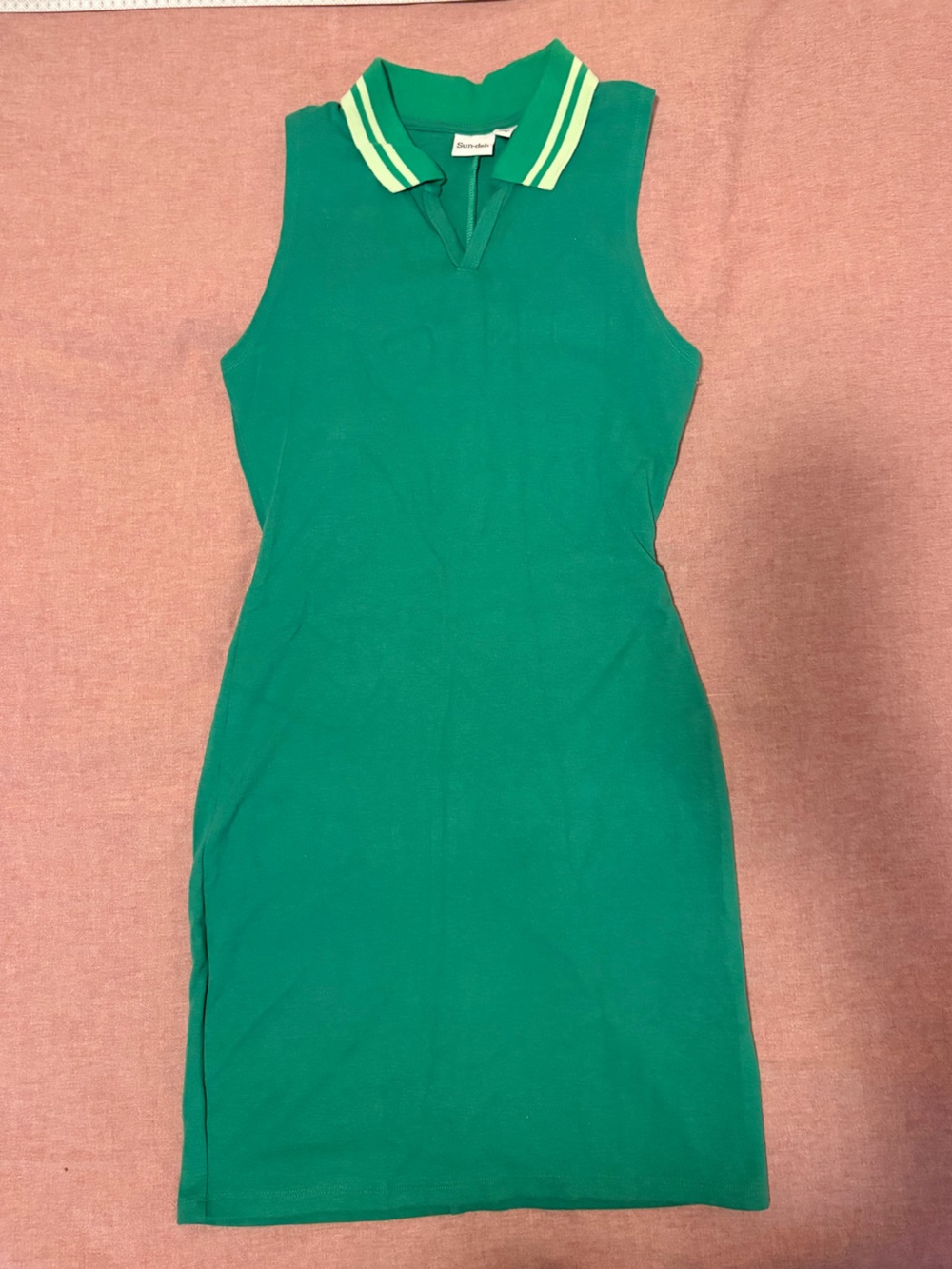 Sleeveless Green Aritzia Polo Mini Dress with Striped Collar